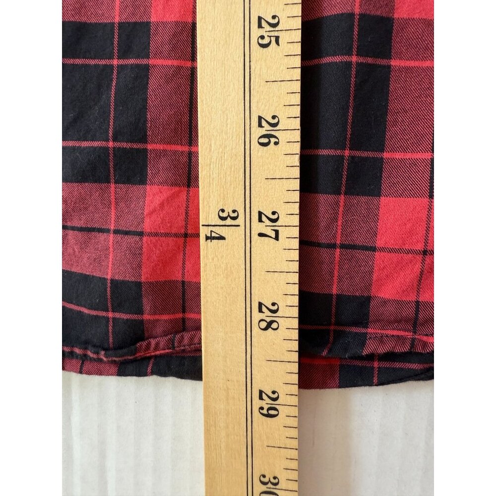 HUGO BOSS Red Black Plaid Button Front Shirt Men’s L Slim Fit Dark Academia - Picture 7 of 10